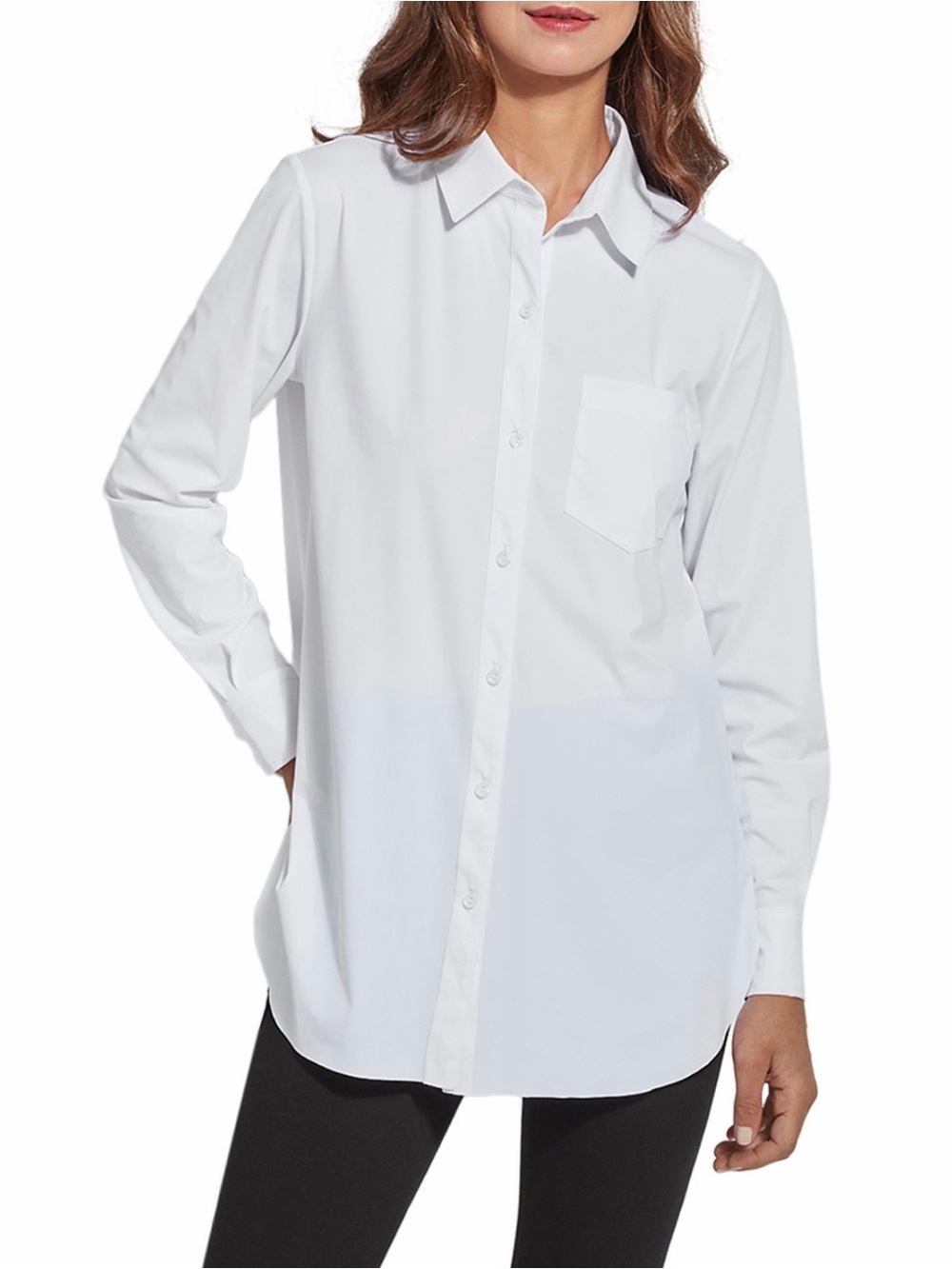 Lysse Schiffer White Button-Up Tunic Blouse